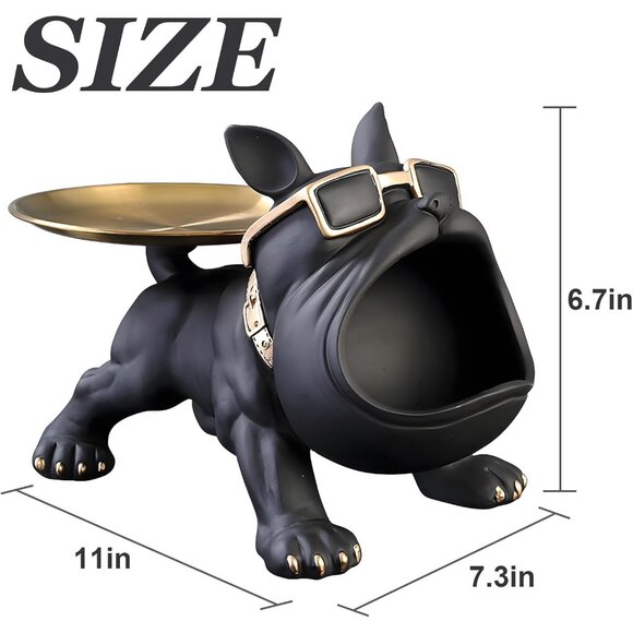 French Bulldog Tray Statue Resin Key Bowl Bulldog Table for Home Office Decor - Picture 4 of 9